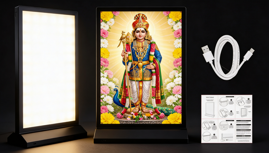 Aandi & Raja Alangara Murugan Premium LED Frame – A5 Size (Rechargeable, Double-Sided)