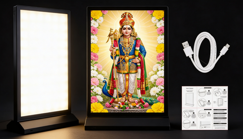 Aandi & Raja Alangara Murugan Premium LED Frame – A5 Size (Rechargeable, Double-Sided)